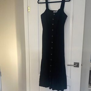 Suzy Shier Black Maxi Dress with Button Detail